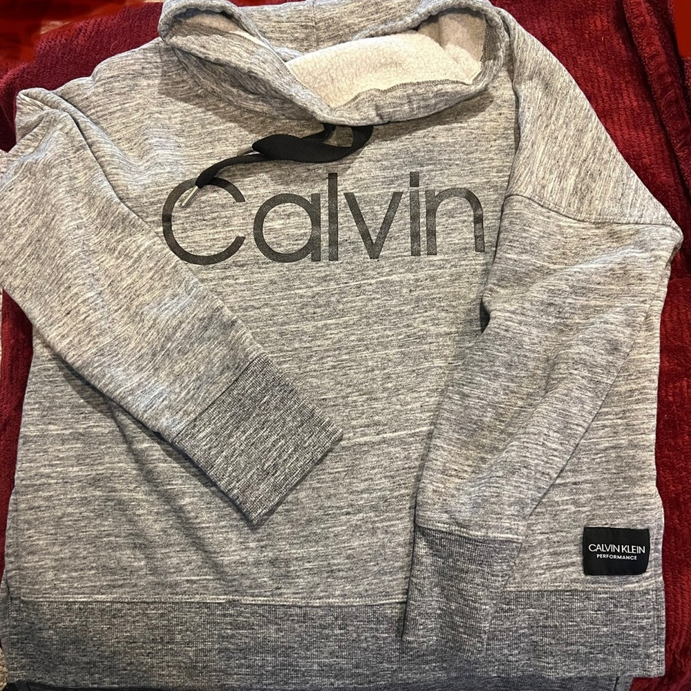 Calvin Klein Cowl Neck Sweatshirt, size Medium, hi-low hemline